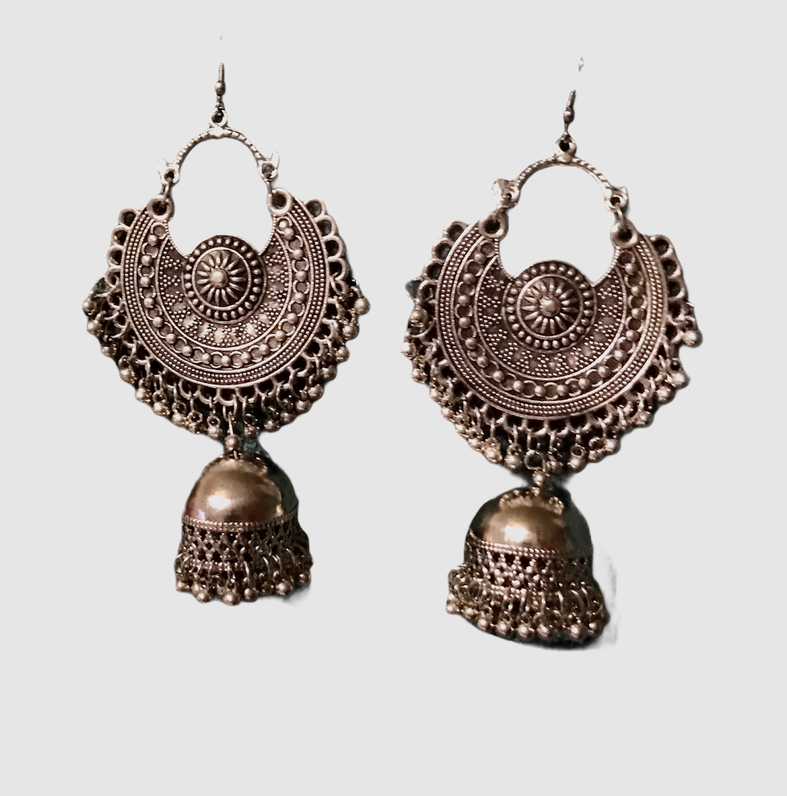 Buy Maati Peacock Floral Antique Oxidized Chandbali Earrings | Tarinika