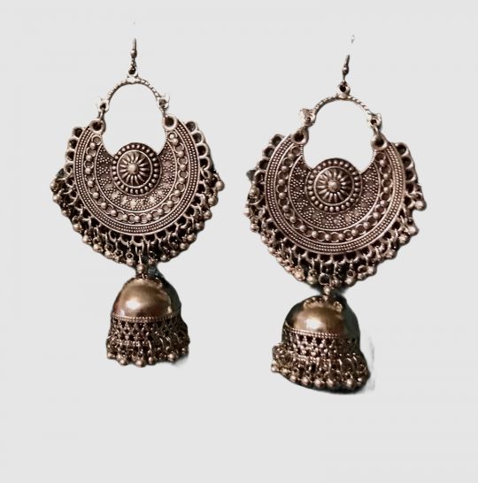 Golden Oxidized Chandbali Earring - GypsyJewellery