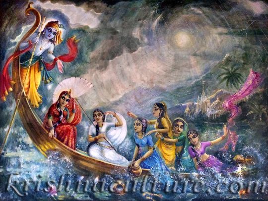 Boatman And Gopis Canvas Art Krishna Culture