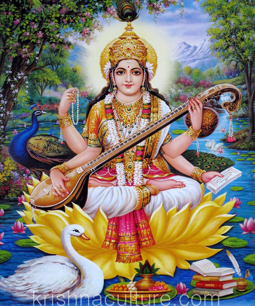 Saraswati Golden Canvas Art: Krishna Culture