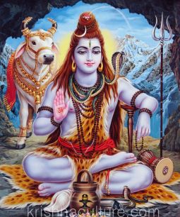 Shiva in Cave Canvas Art 15x18"