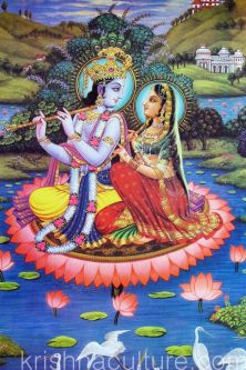 Radha Krishna Lake Canvas Art