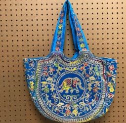 Jaipur U shaped Large handbag BLUE color